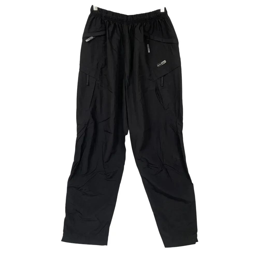 REI Windbreaker Pant Mens Large Black Nylon Hiking Elastic Waist Zip Pockets 32L